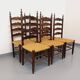 Suite de 6 chaises vintage Arts & Crafts style Antonio Calligaris en bois de chêne corde années 50