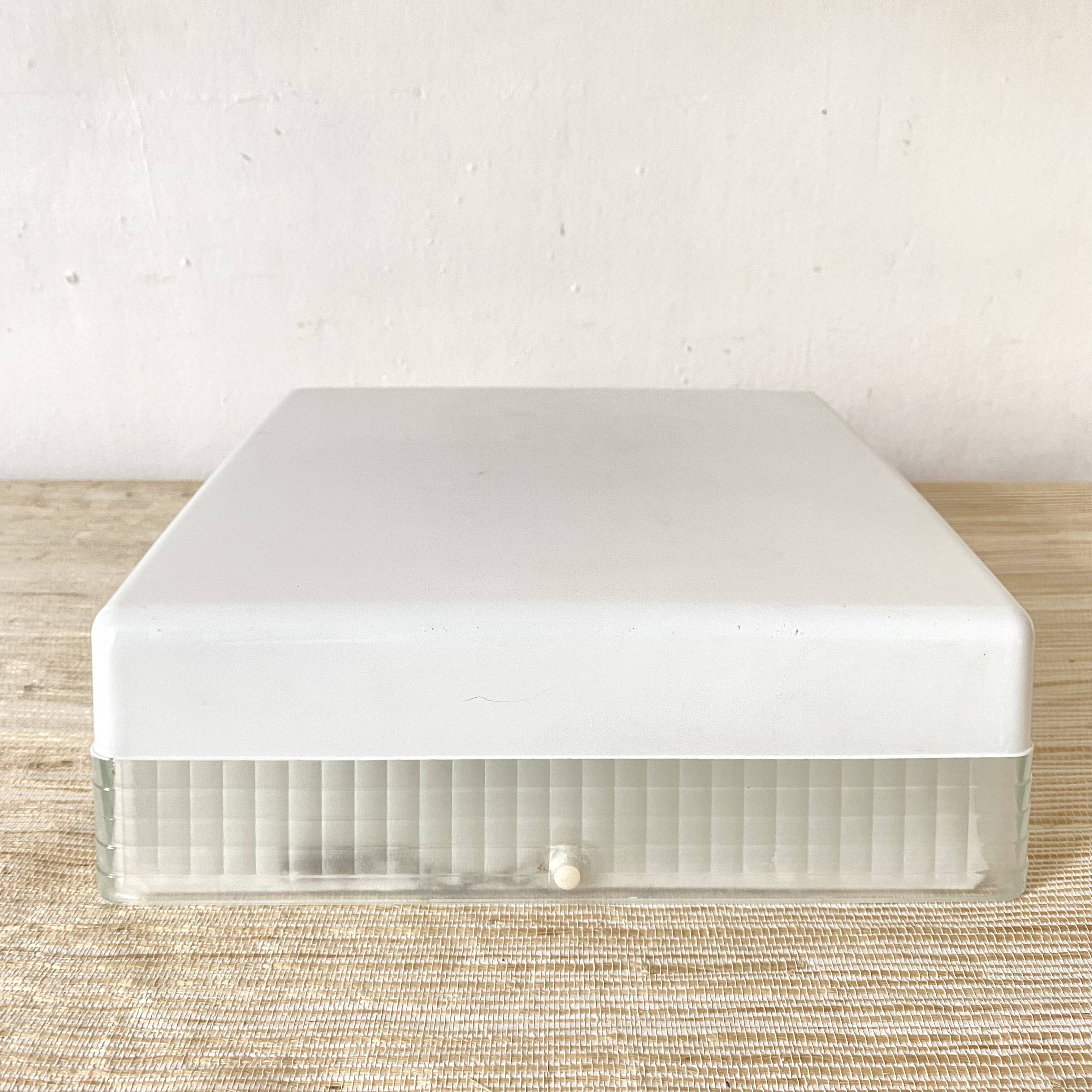 Square holophane ceiling light, industrial style, 1960s