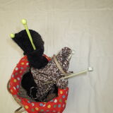 Vintage rattan basket for knitting and work