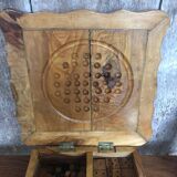 Old Board Game of Checkers Chess Solitaire Domino in Raw Olivier Wood