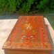Bulgarian wooden cigarette box, pyrographed and hand-painted.