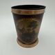 Pair of Painted Tin and Brass Planters, Decorated with Bucolic Landscapes,