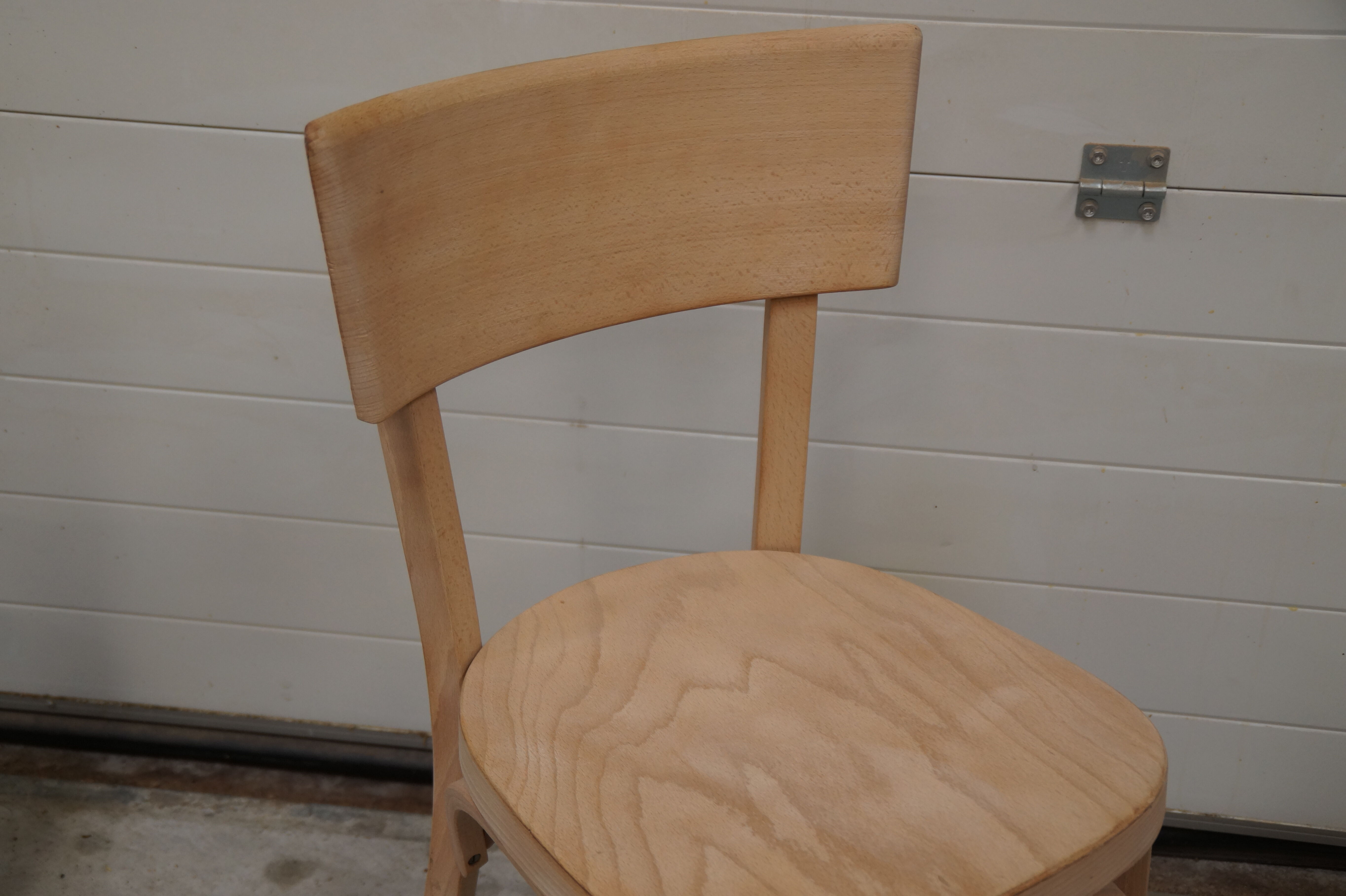 4 chaises baumann vintage en bois brut