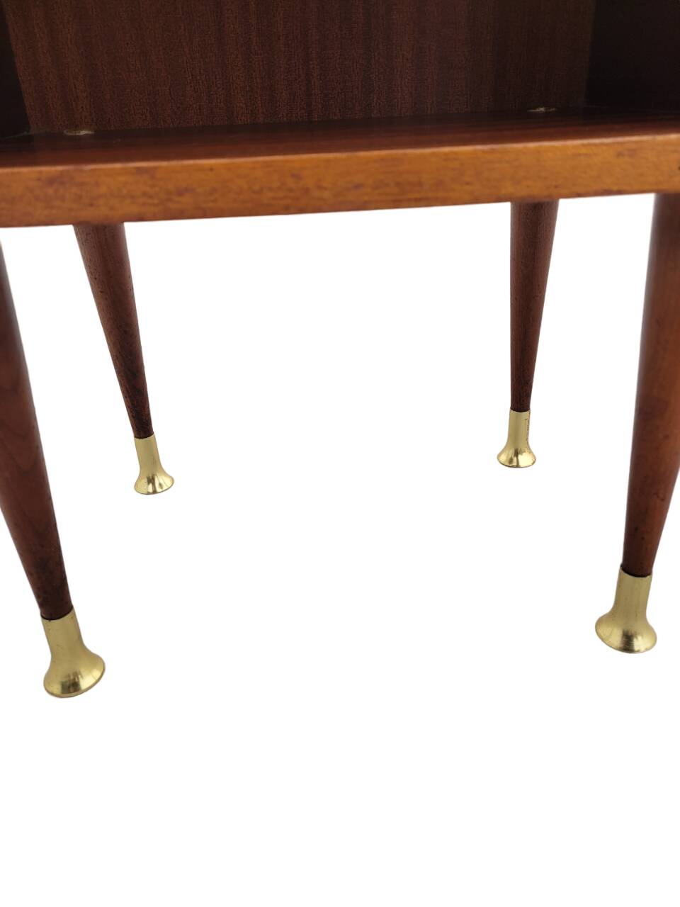 Vintage bedside table with golden pencil legs