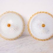 Set of 2 Italian Yellow Large Size Murano Glass Ceiling Fixture, Murano, 19