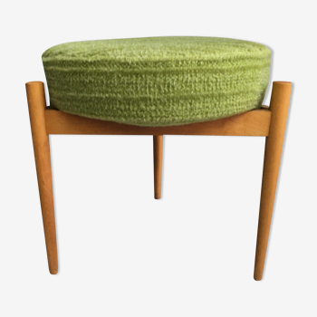 Green round foot stool  ottoman 1960s