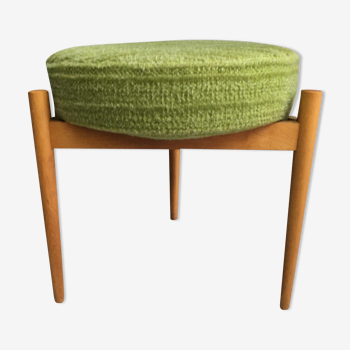 Tabouret rond vert pouf des années 1960