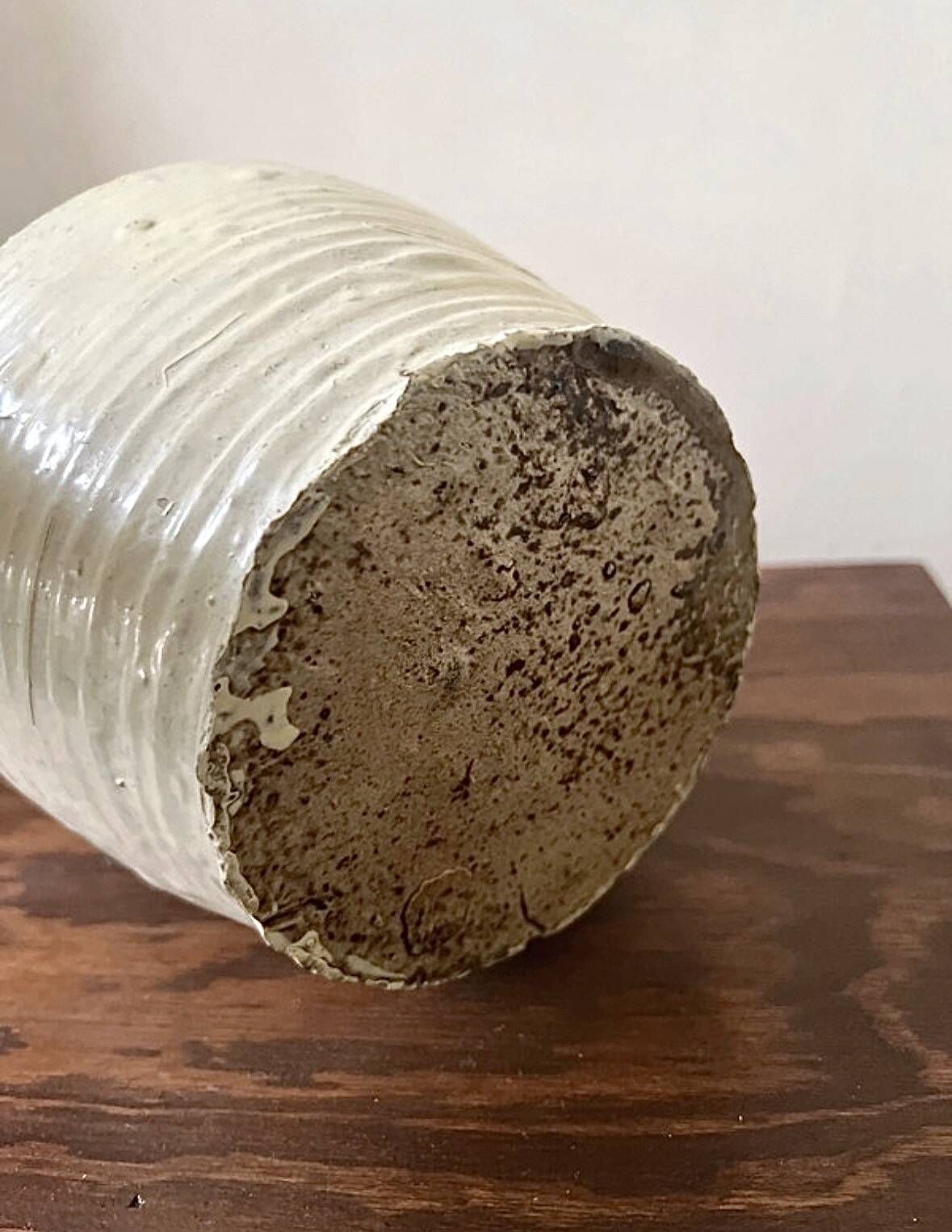 Wabi-sabi amphora vase in off-white and glazed, France circa 1970.