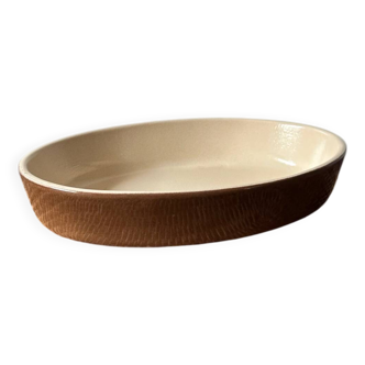 Brown ceramic oval dish