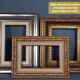 Cadre bois profil creux doré feuille d'or 35,5x32 feuillure  25x22 cm