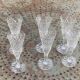 6 champagne flutes in glass and transparent crystal, antique chiseled