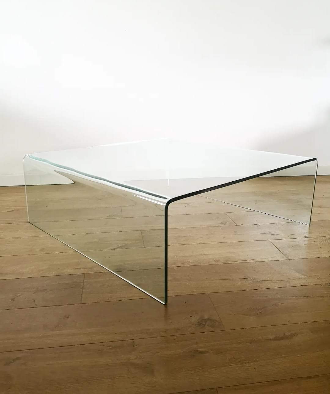 Square molded glass coffee table