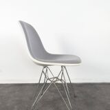 Chaise Vitra Eames DSR rembourrée grise