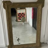 Grand miroir à poser ou trumeau cadre doré bois et stuc - fin XIXe ou début XXe