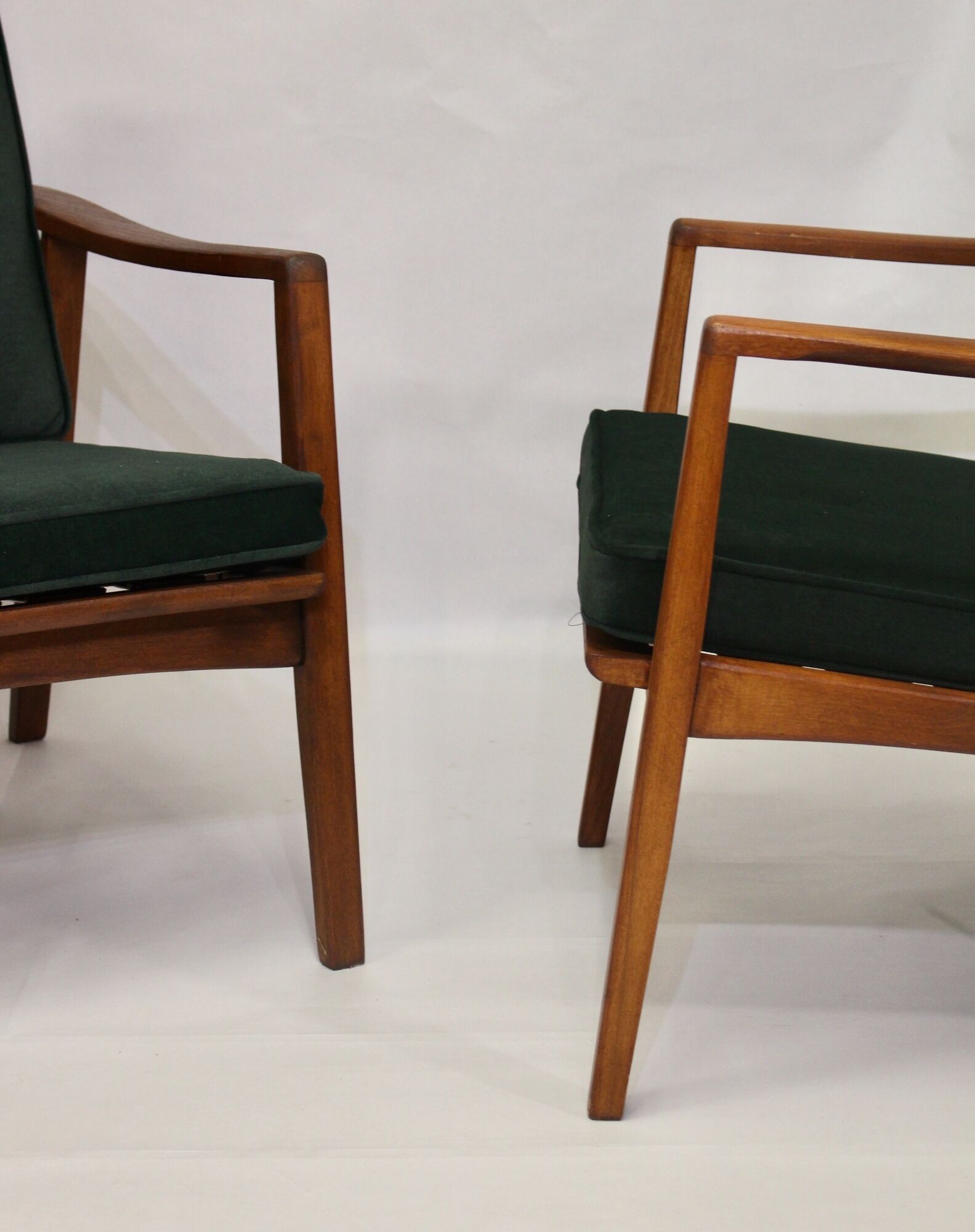 Pair of Scandinavian style armchairs, red velvet fir fabric 60s