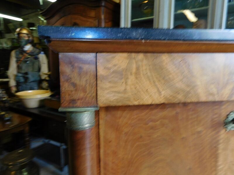 Secretaire empire a colonnes detachees plateau marbre noir du xix ème siecle