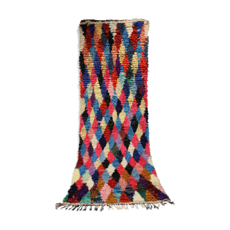 Tapis berbere boucherouite 320x105  motifs arlequin
