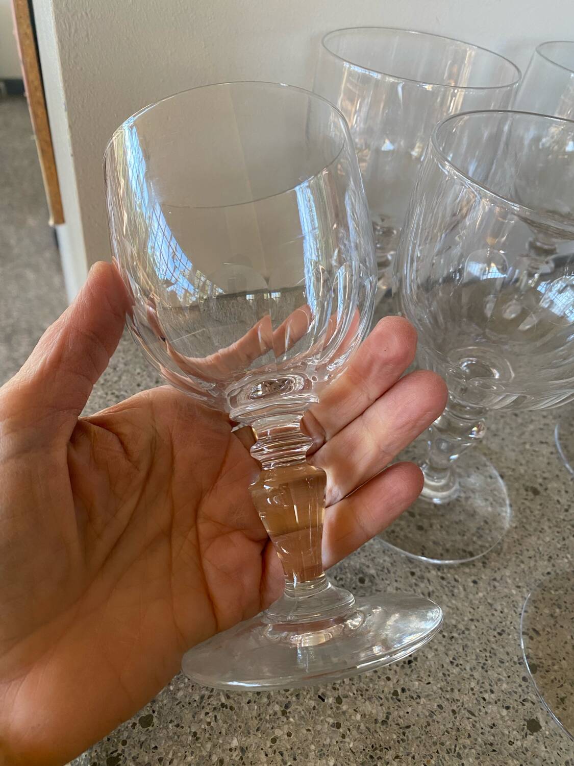 Set of 6 large Baccarat crystal wine glasses, balloon model