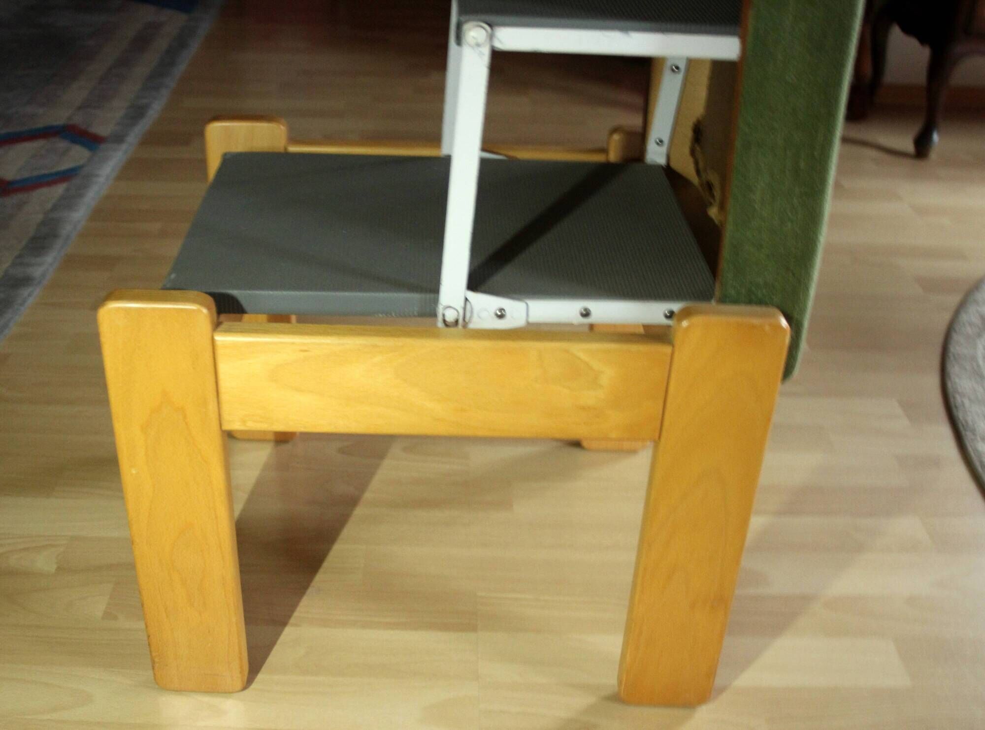 1970s bedroom stool, made of wood, metal and fabric, step stool, library stool, vintage