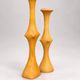 Pair of sculptural turned wood candlesticks – Vintage 1960s-1970s