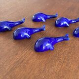 set of 6 vintage ceramic knife rests - blue whale shape