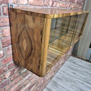 Wall-Mounted Walnut Display Cabinet with Mirrored Back – Upcycled 1960s Mid