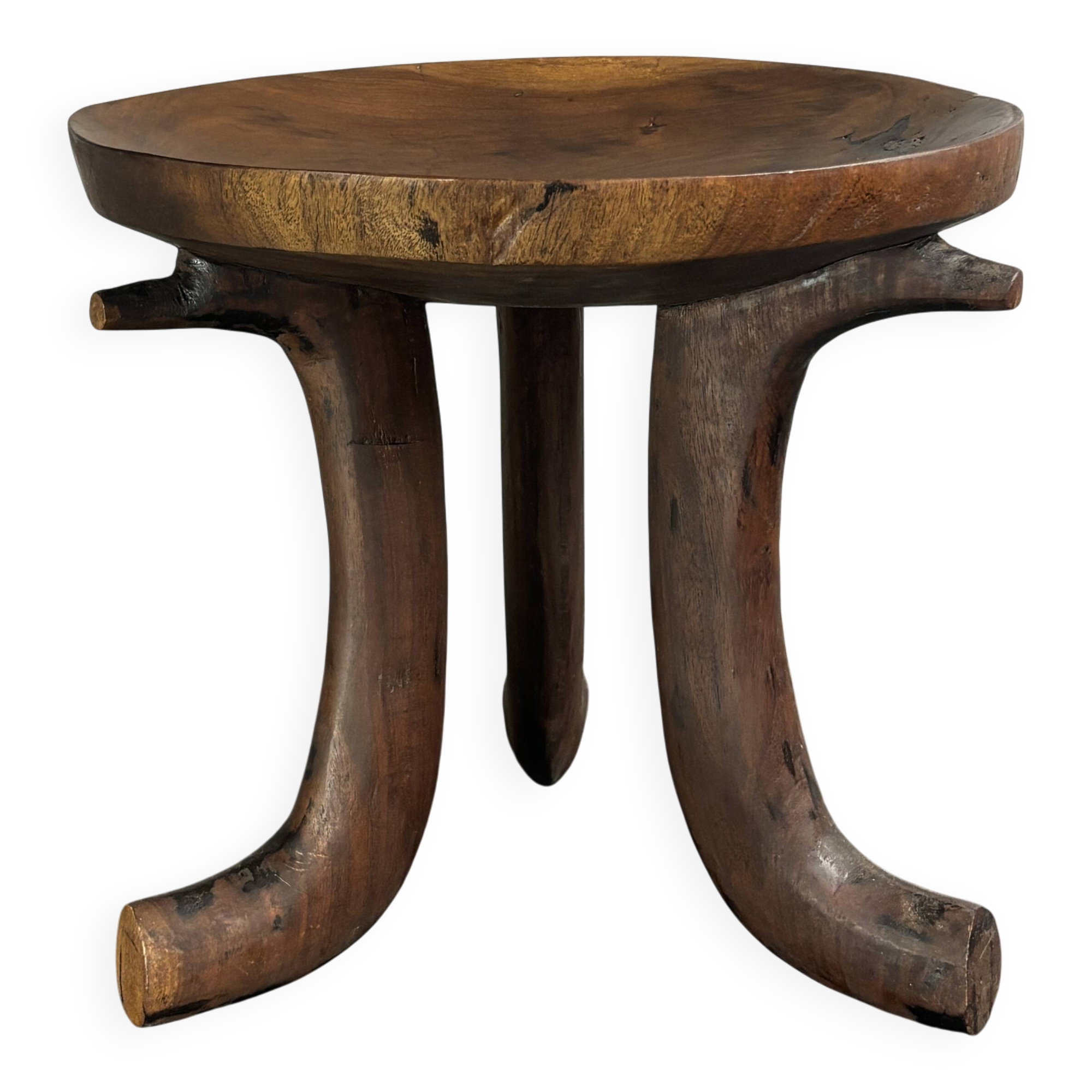 Handmade midcentury African tribal Jimma or Oromo tripod stool side table
