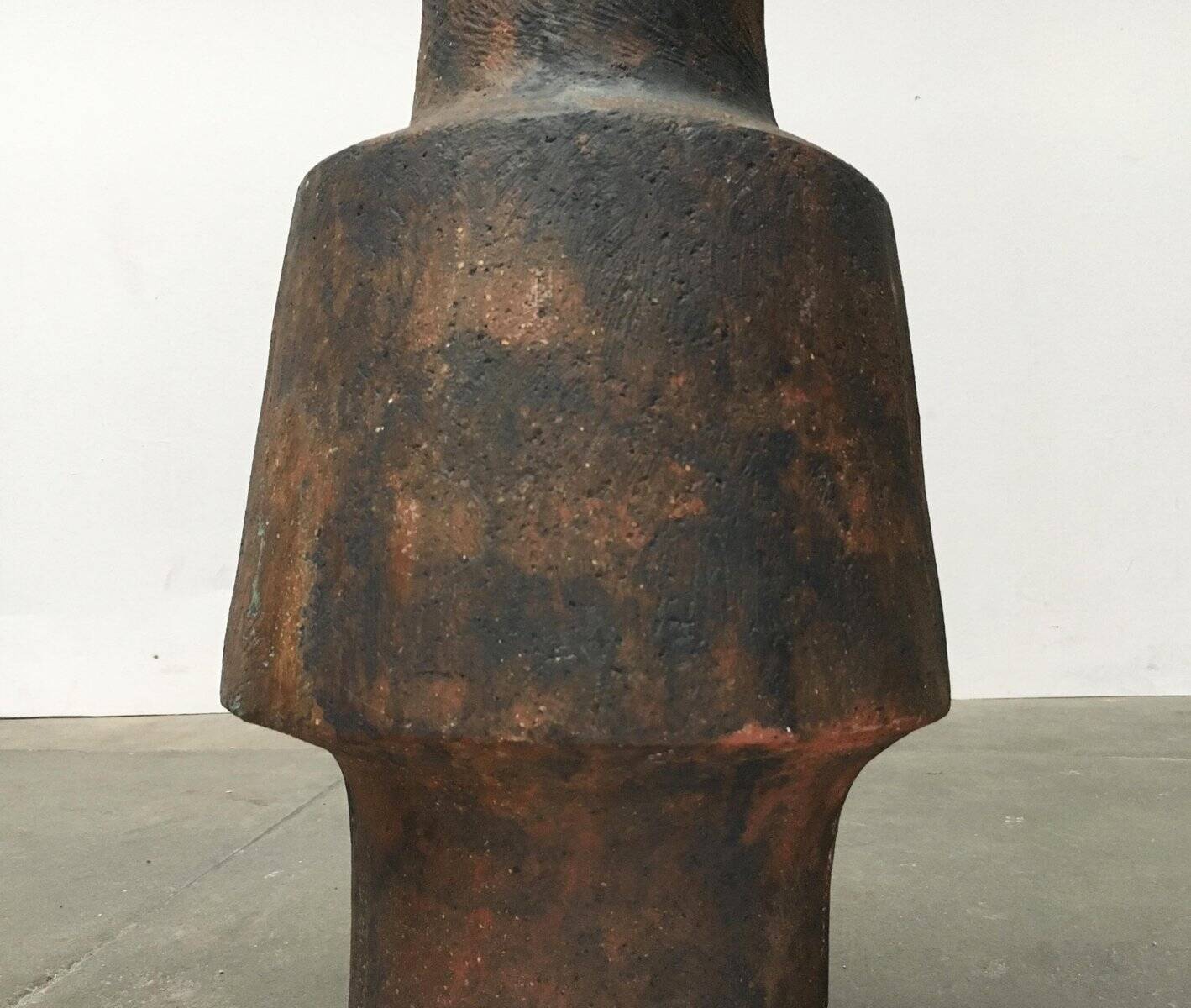 Brutalist ceramic vase in German mid-century style by Gerhard Liebenthron, 1969.