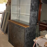 Buffet or Bookcase 2 bodies in polished and varnished steel circa 1960