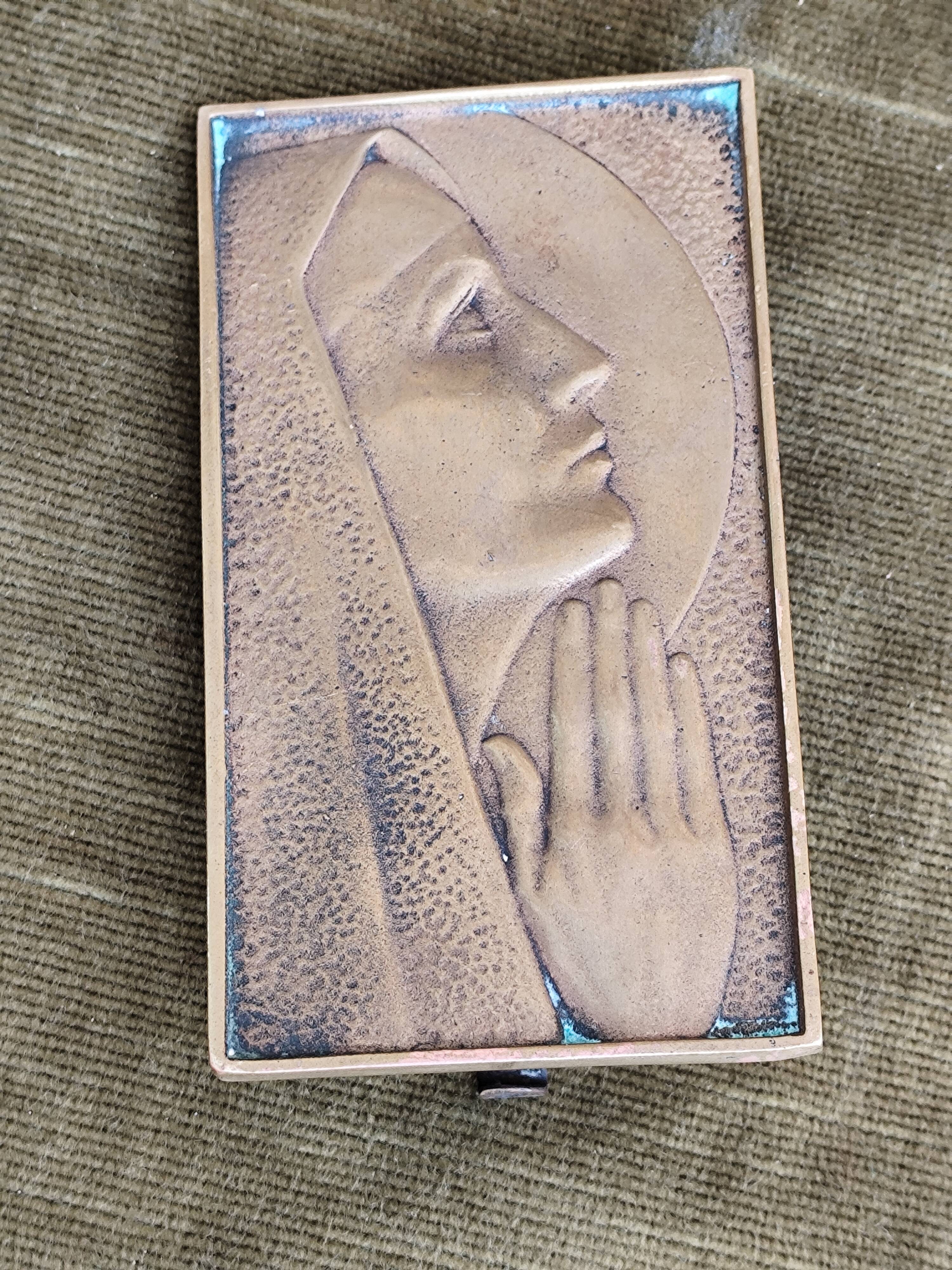 Bronze plaque of the Virgin Mary by Max Le Verrier