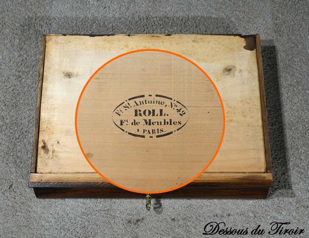 Rosewood work table, Napoleon III style, Maison Roll, Fg. St Antoin