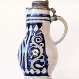 Pichet allemand émaillé Westerwald Biedermeir du XIXe siècle 2,5 L