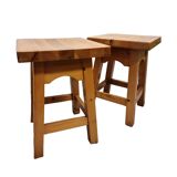 Dutch pine wood Stools, 1990s, Vintage