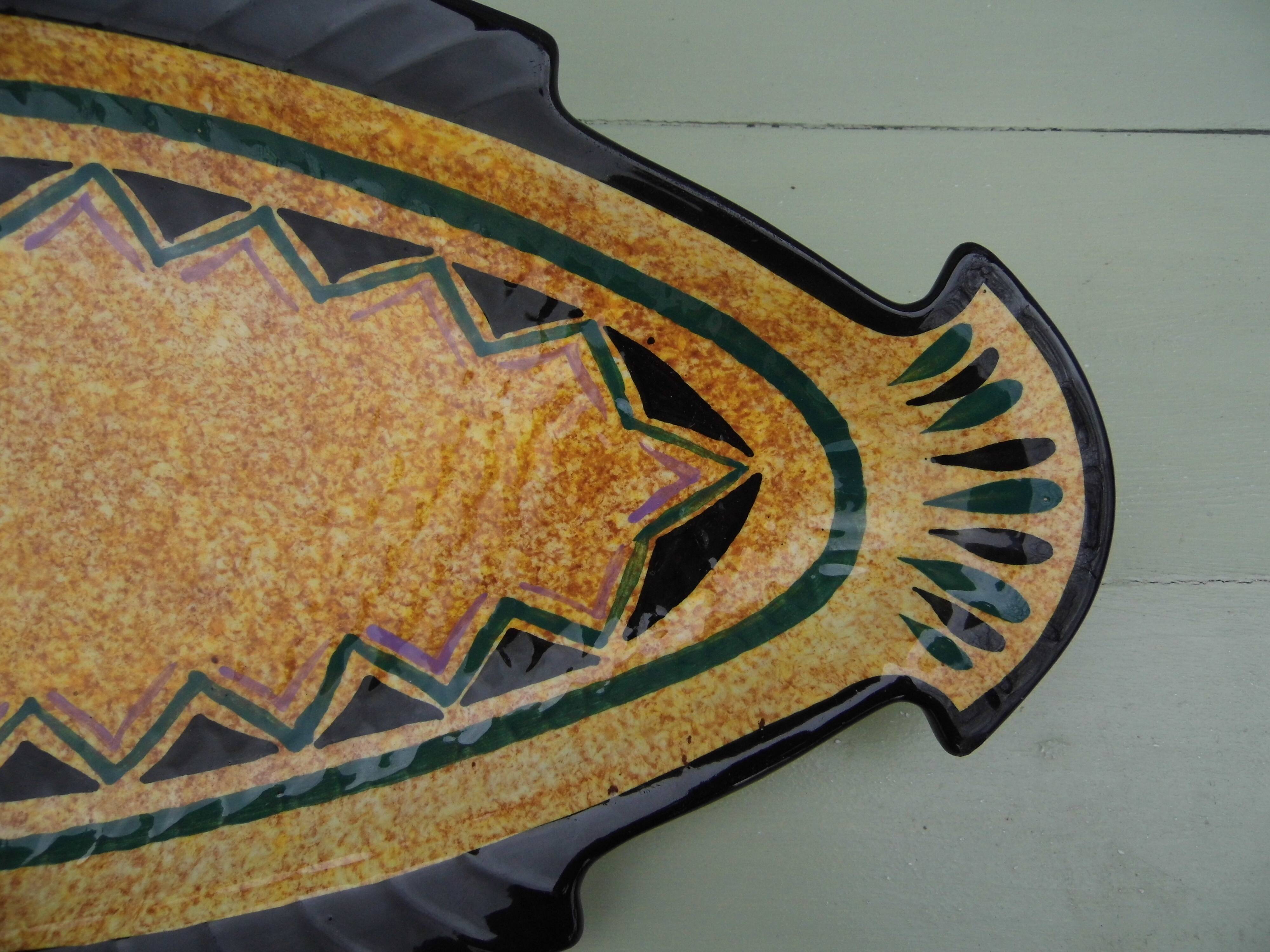 St. John of Brittany earthenware dish, Vintage 50/60s, in the shape of a fish