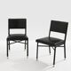 Jacques Quinet paire de chaises cuir noir laiton 1950