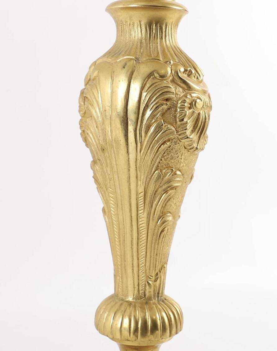Pair of candelabra, in Louis XV style, in gilded bronze.