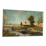Old oil painting on canvas