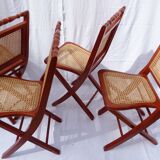 Set of 4 canned folding chairs