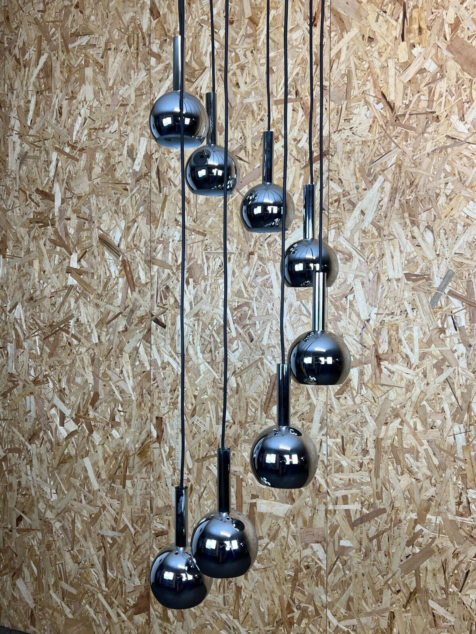 Lampe cascade plafonnier chrome space age 60s 70s Wortmann & Filz