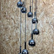 Lampe cascade plafonnier chrome space age 60s 70s Wortmann & Filz