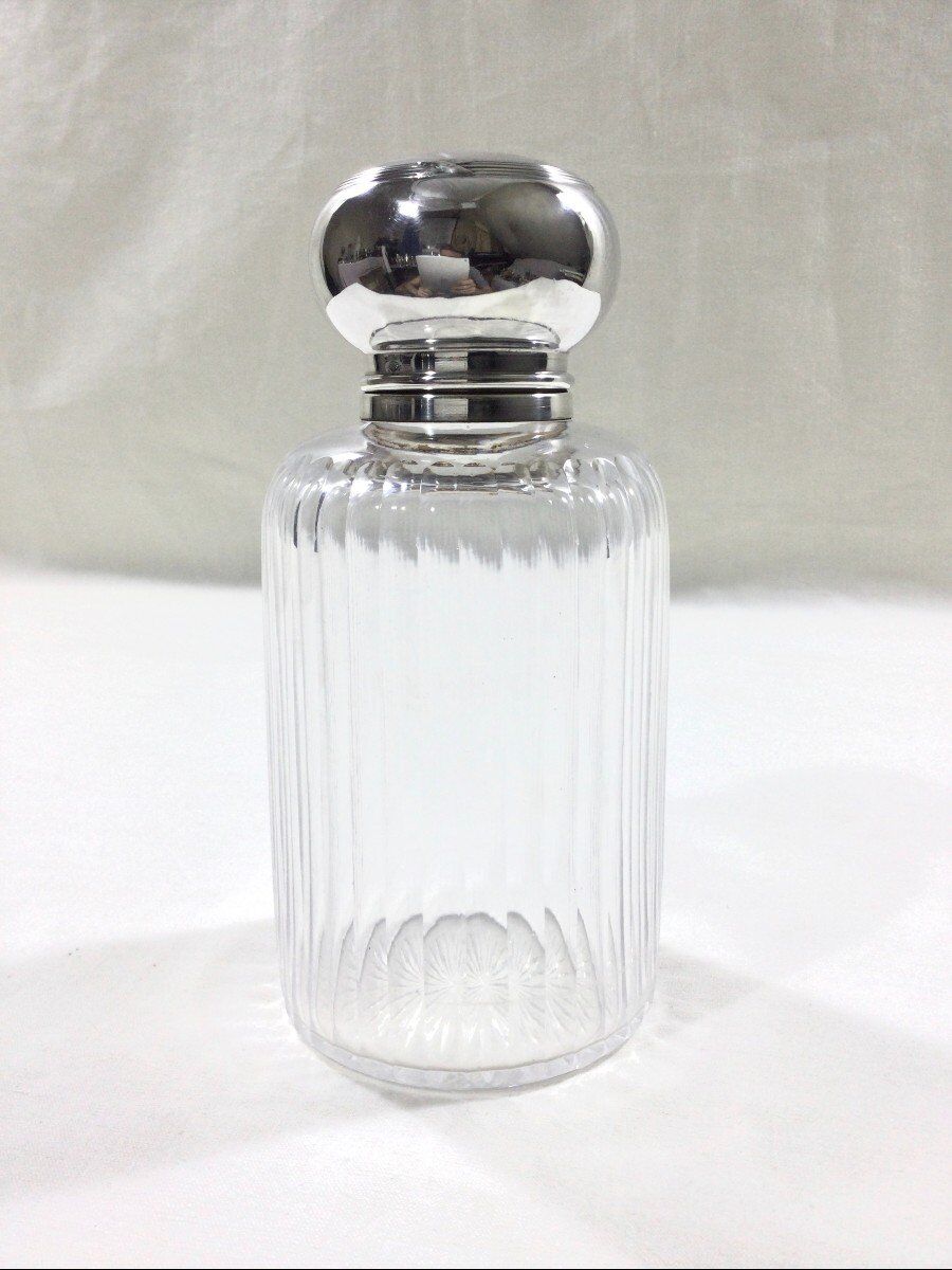 Crystal and silver toilet bottle Saglier Frères