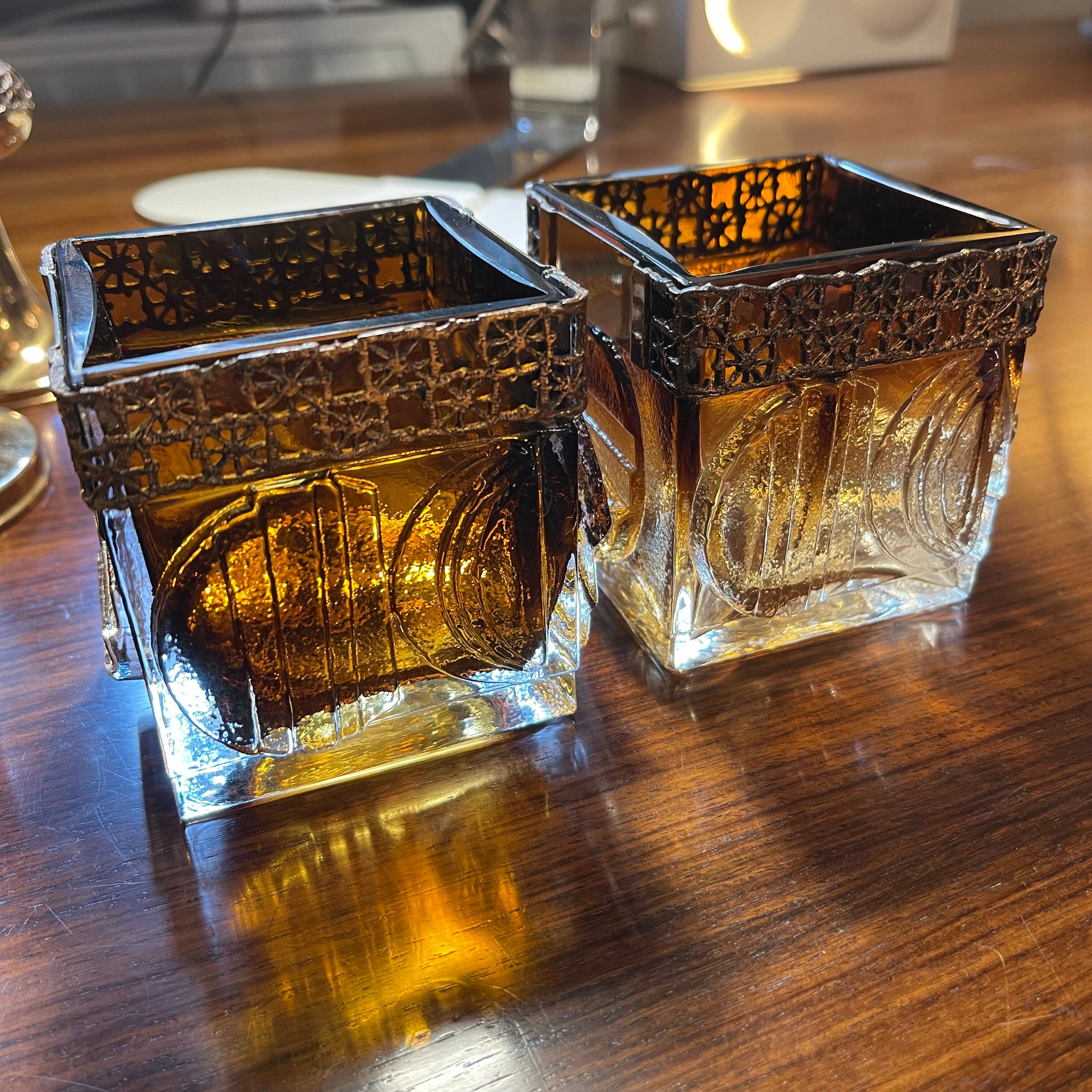 Scandinavian glassware set by Pentti Sarpaneva Turun Hopea Finland for Oy Kumela circa 1972