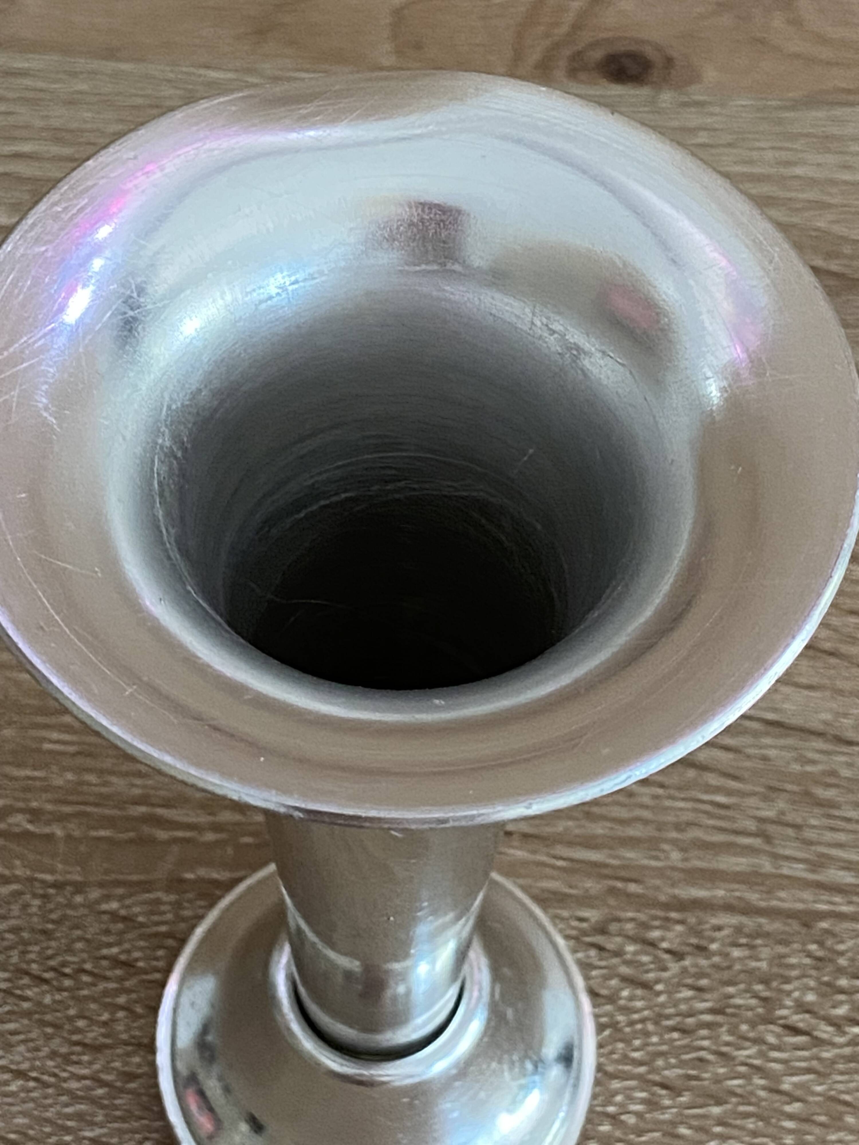 Vase cornet trumpet soliflore vintage 1970 inoxal france stainless steel