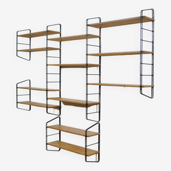 Modular wall-mounted bookcase shelf 1970