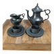 Tin lot – teapot, milk jug & duo of cups/saucers