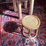 Table tasse d’appoint en rotin chevet guéridon en osier vintage ronde