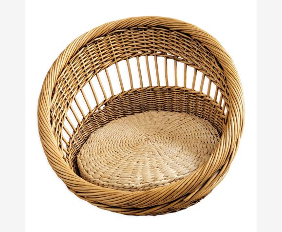 Panier rotin coussin 70x60