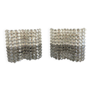 Pair of octagonal crystal wall sconces, Italy 1980s.