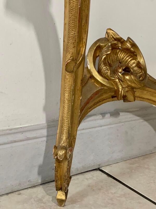 Console style louis xv, bois dorée et marbre, xixème siècle