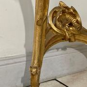 Console style louis xv, bois dorée et marbre, xixème siècle